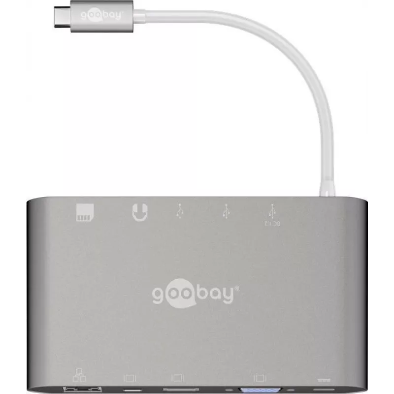 Goobay USB-C™ Multiport adapteris - Viskas viename - Aliuminis - Sidabrinis (62113)