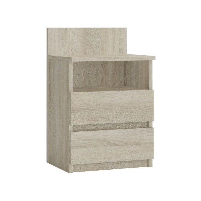 Naktinis staliukas Topeshop M1 SONOMA MAT, ąžuolo spalva, 2 stalčiai, 400×320×590 mm