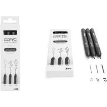 COPIC Multiliner Fineliner juoda 0,3 + 0,5 + 0,8 mm, 3 vnt. (22075630)