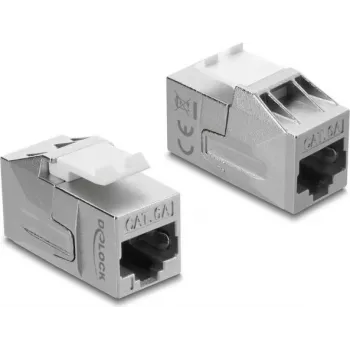 Keystone modulis DELOCK 91122 — plokščias RJ-45 lizdas, sidabrinis/baltas, 16×32,8×20 mm