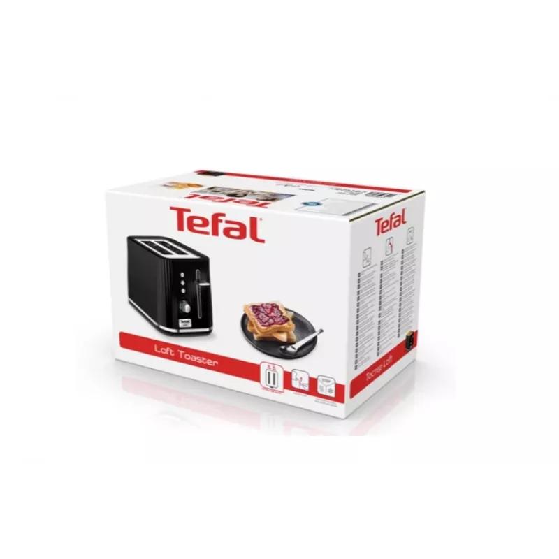 Skrudintuvas Tefal Loft 2S TT761838 — 2 griežinėliams, 7 skrudinimo lygiai, atšildymas/pašildymas, išimamas trupinių padėklas, juodas