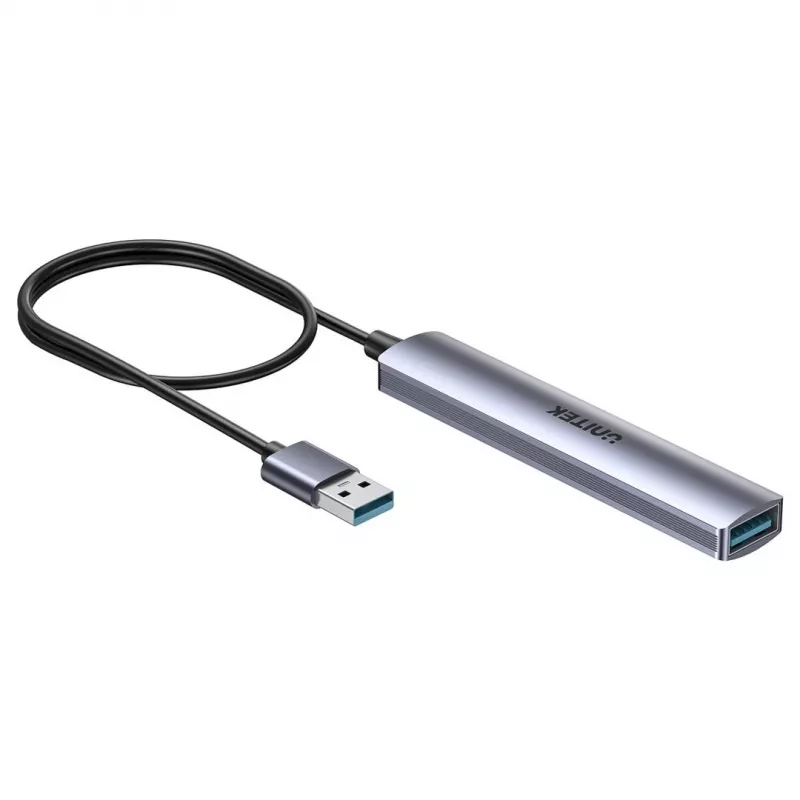 USB šakotuvas Unitek H1208CGY01 — 4 prievadų USB 3.0 (5 Gbps), aliuminis