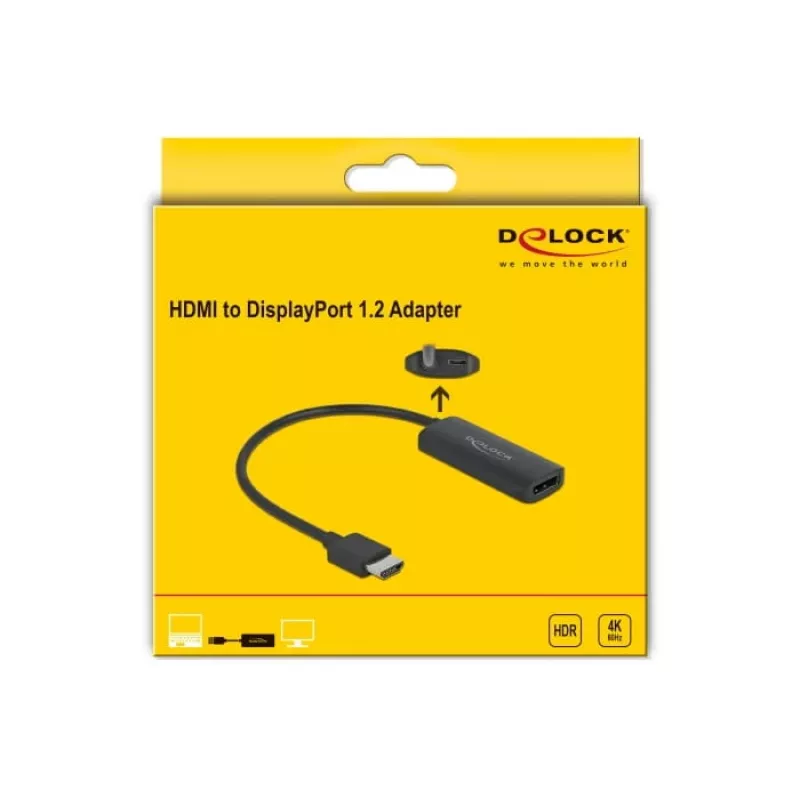 Adapteris HDMI-A (vyriškas) į DisplayPort (moteriškas) 4K 60 Hz DeLOCK 63206