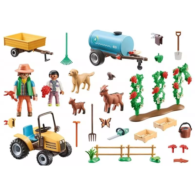 Playmobil 71442 Country: Traktorius su priekaba ir vandens cisterna – Šviežias derlius ūkyje, mokymasis apie aplinką, smagus vaidmenų žaidimas