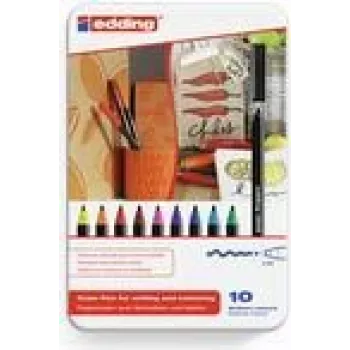 Feltinis rašiklis Edding 1300 colourpen juoda, mėlyna, ruda, žalia, oranžinė, rožinė, violetinė, raudona, geltona 10 vnt.