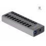 DeLOCK išorinis USB 3.2 Gen 1 10 prievadų šakotuvas su jungikliais, 5 Gbps