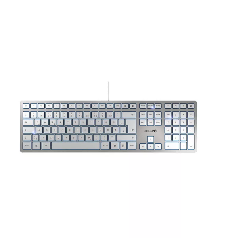 Klaviatūra CHERRY KC 6000 SLIM USB QWERTZ vokiška sidabrinė