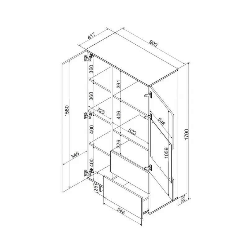 Spintelė ALMA 90x41,5xH170 cm kaspinė – ant grindų statoma sieninė spinta