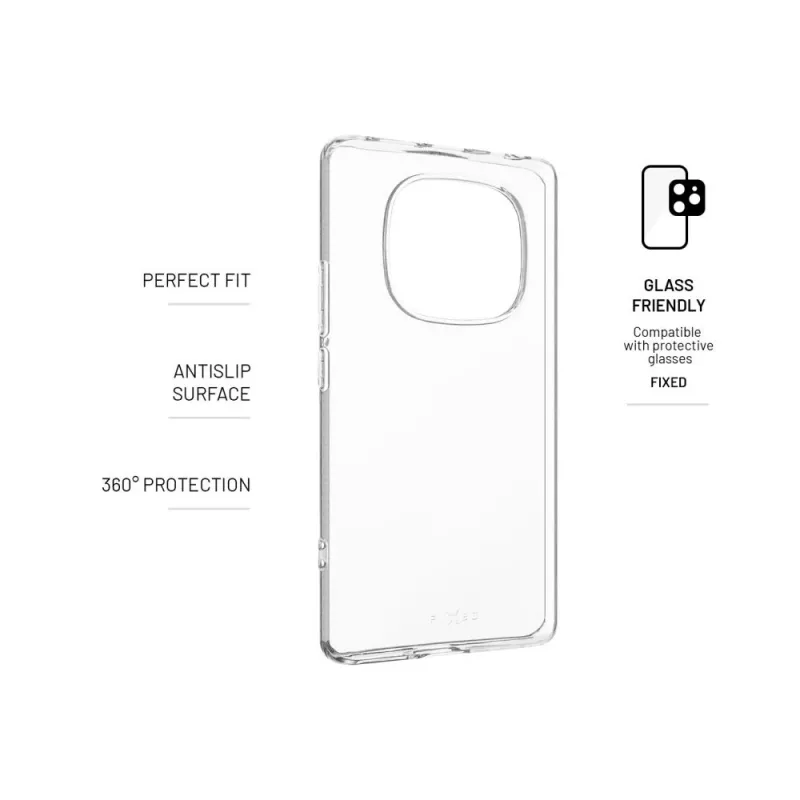 Kietas dangtelis FIXED, skirtas Xiaomi Redmi Note 14 Pro 4G, skaidrus TPU apsauginis dėklas