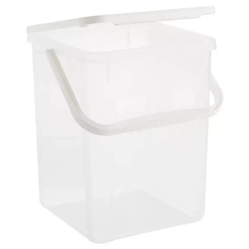 Plastikinis indas skystiems plovikliams Rotho Basic 9 L baltas su dangteliu ir pakabinimo anga