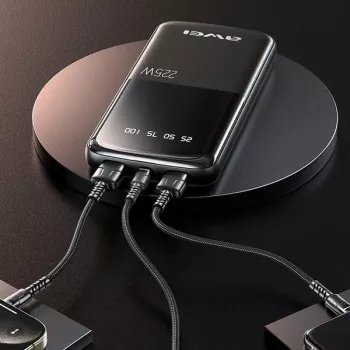 Awei PowerBank P10K 10000 mAh 22,5W Juoda/Juoda