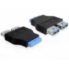 Delock Adapter USB 3.0 Pin Header Lizdas > 2 x USB 3.0 Lizdas - greta (65324)