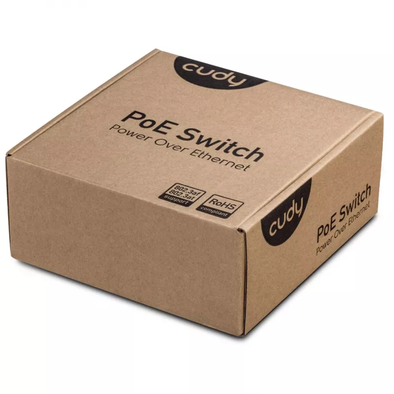 Tinklo jungiklis Cudy GS1005P – 5 prievadų Gigabit Ethernet su 4 PoE prievadais, 60W, metalinis korpusas, montuojamas į stelažą