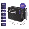 Kroviklis QOLTEC Monolith 20A 12V LiFePO4, AGM, GEL, SLA akumuliatoriams