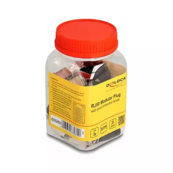 DeLOCK RJ50 kištukas Cat.5e ekranuotas, 25 vnt., juodas/sidabrinis