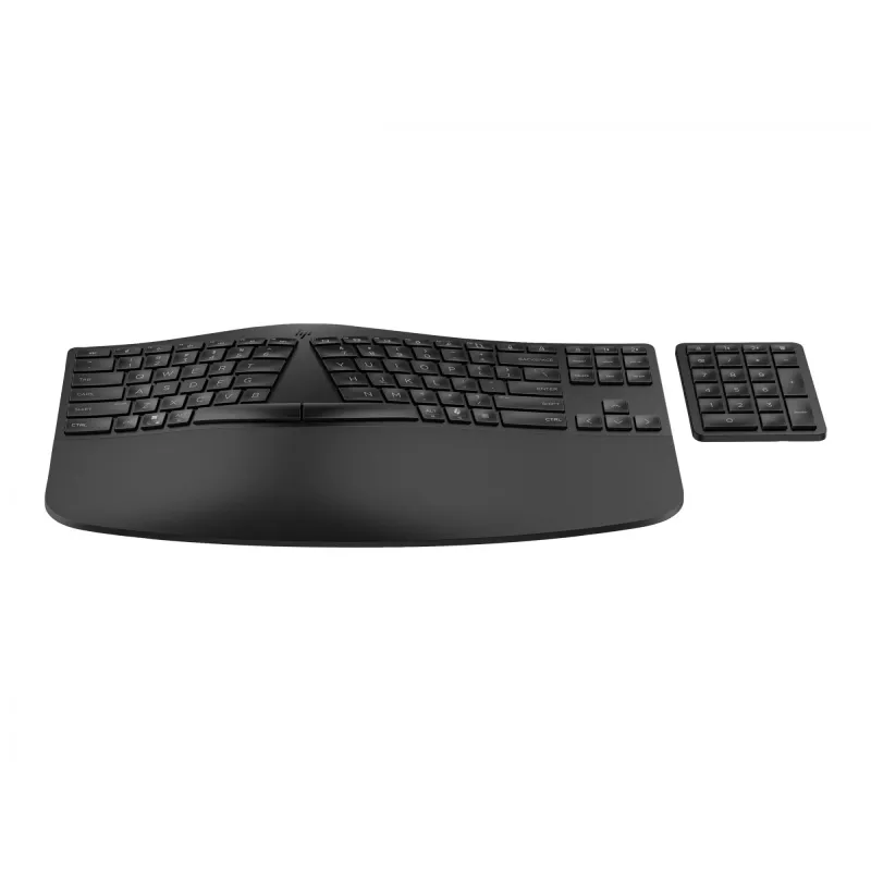 HP 960 ergonomiška belaidė klaviatūra, pilno dydžio (100 %), RF belaidė + Bluetooth, membraninė, juoda