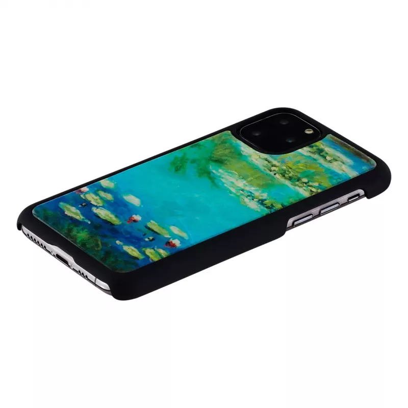 Dėklas telefonui iKins, skirtas iPhone 11 Pro — vandens lelijų raštas, juodas
