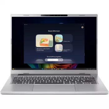 Nešiojamas kompiuteris Acer Aspire 14 AI A14-61M-R4US — 14 colių WUXGA, AMD Ryzen AI 5 330 3.4 GHz, 16 GB LPDDR5x, 1 TB SSD, Windows 11 Home, sidabrinis