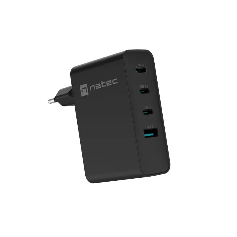 NATEC NUC-2234 sieninis įkroviklis nešiojamam kompiuteriui ir telefonui, juodas, 100 W, greitasis įkrovimas