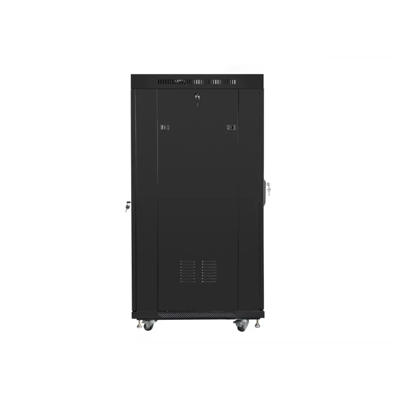 Stacionarus 19 inch serverio spintos rėmas 27U 600x800 mm juodas su perforuotomis durimis ir LCD ekranu (plokščia pakuotė)