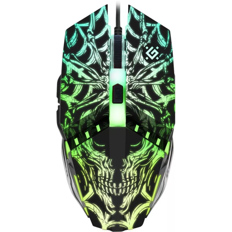 Gaming pelė DEFENDER GM-670L ambidekstrinė optinė, 2400 DPI, 5 mygtukai, laidinė, juoda, RGB