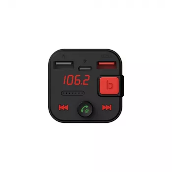 SAVIO FM siųstuvas, Bluetooth 5.3, QC 3.0 įkroviklis, LED ekranas, Bass Boost, TR-15, juodas