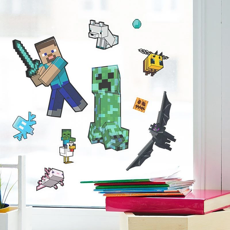 Paladone Minecraft PP13105MCF lipnūs langų lipdukai – daugkartiniai dekoratyviniai lipdukai langams ir lygiems paviršiams