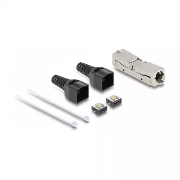 DeLOCK RJ45 jungtis LSA į LSA Cat.6A be įrankių, juoda