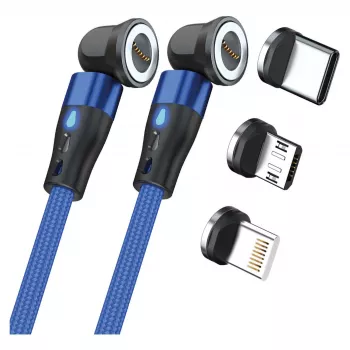 USB laidas RealPower MagneticCharge2 1 m mėlynas greitam įkrovimui ir duomenų perdavimui