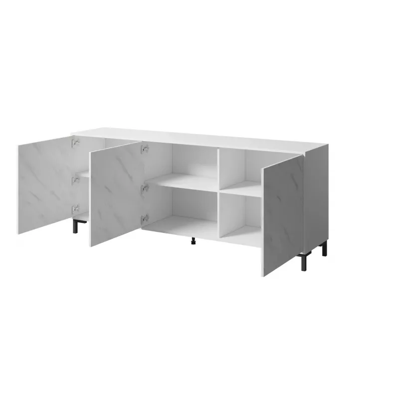 MARMO 3D komoda 200x45x80,5 cm baltas matinis/marble baltas