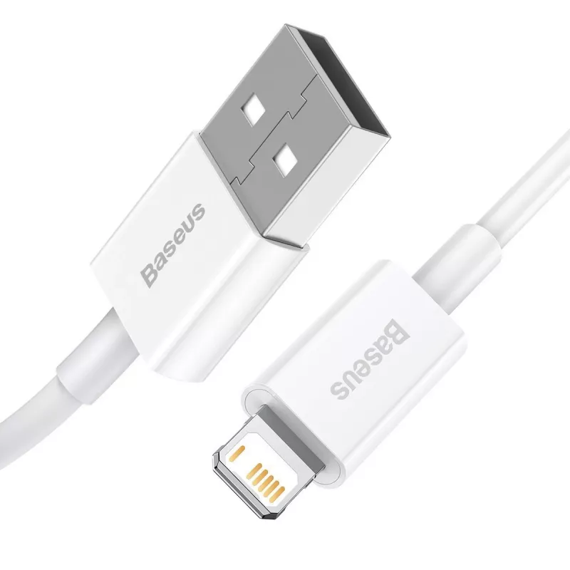 Baseus CALYS-A02 USB A – Lightning laidas, 1 m, baltas