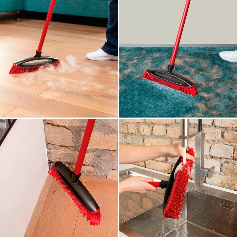 Šluota VILEDA Pet Pro ALWAYS CLEAN su ergonomiška raudona rankena, lengva konstrukcija
