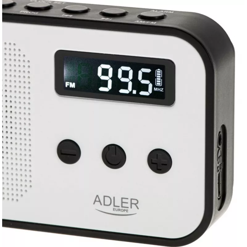 Nešiojamas skaitmeninis radijas Adler AD 1907 – AM/FM, skaitmeninis derintuvas, žadintuvas, USB-C, 600 mAh baterija, LCD, 20 stočių atmintis, teleskopinė antena