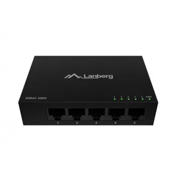 Tinklo jungiklis LANBERG DSM1-1005 5x 1 Gb/s nevaldomas stalinis, metalinis korpusas, 12V
