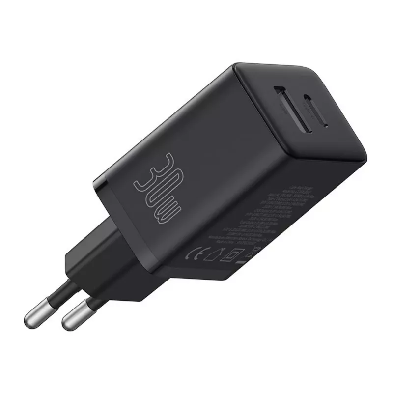 Baseus P10111404113-00 Cube USB-C / USB-A 30W sieninis įkroviklis Juodas