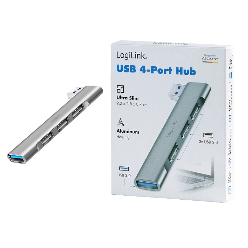 LogiLink USB 3.2 Gen1 4 prievadų USB-A šakotuvas 1x USB 3.0 AF, 3x USB 2.0 AF UA0436