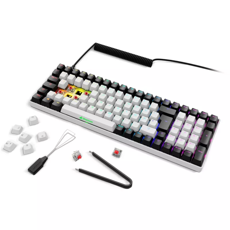 Žaidimų klaviatūra SKILLER SGK50 S2 balta, DE išdėstymas, Gateron Red