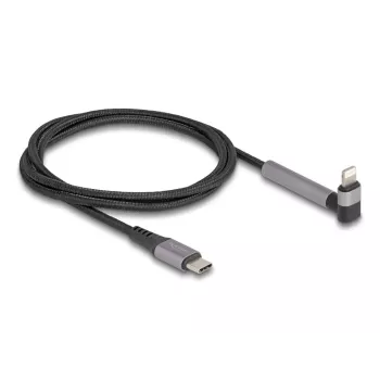 USB Type-C į Lightning įkrovimo ir duomenų laidas su kampuota jungtimi ir stovo funkcija, DELOCK 1,5 m, 9 V 3 A (MFi)