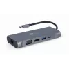 Gembird A-CM-COMBO7-01 nešiojamojo kompiuterio dokas / prievadų replikatorius USB 3.2 Gen 1 (3.1 Gen 1) Type-A Pilka