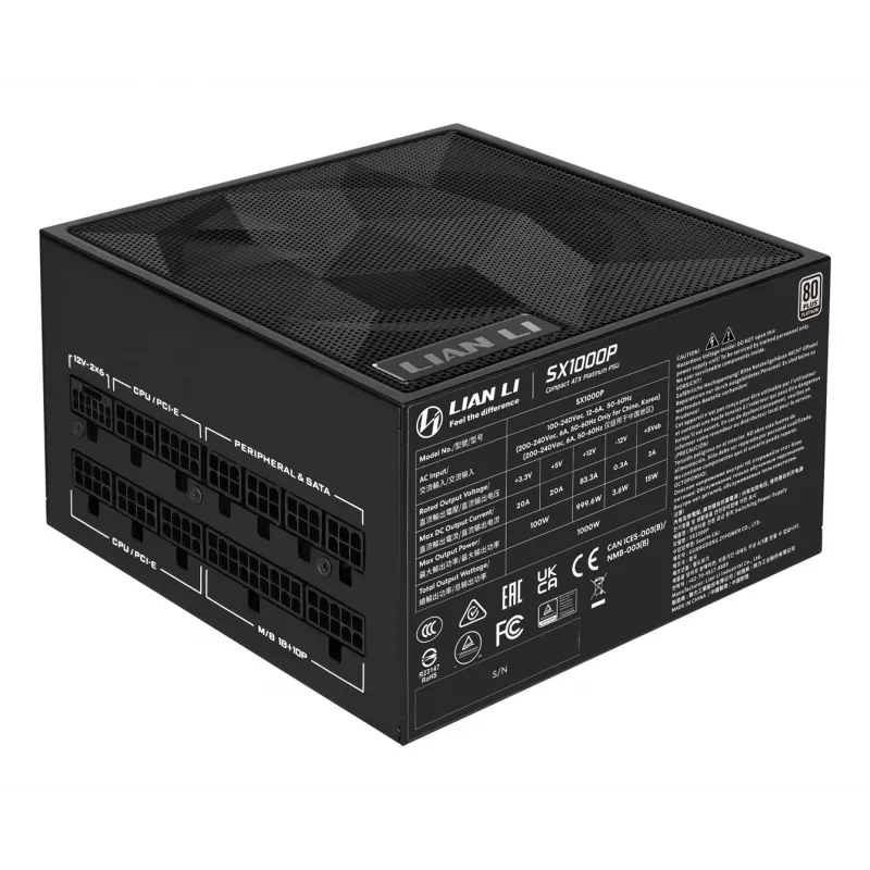 Maitinimo blokas Lian Li SX Series 80 PLUS Platinum pilnai modulinis PCIe 5.1 ATX 3.1 1000W