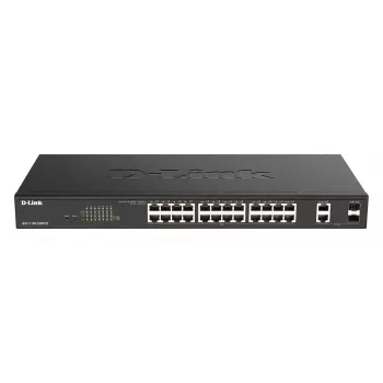 D-Link DGS-1100-26MPV2/E valdomas L2 Gigabit Ethernet jungiklis su PoE (24 prievadai, 370W, juodas)