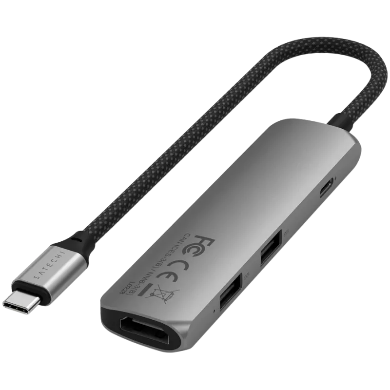 Satechi ST-P4SM USB-C 4-in-1 adapteris pilkas