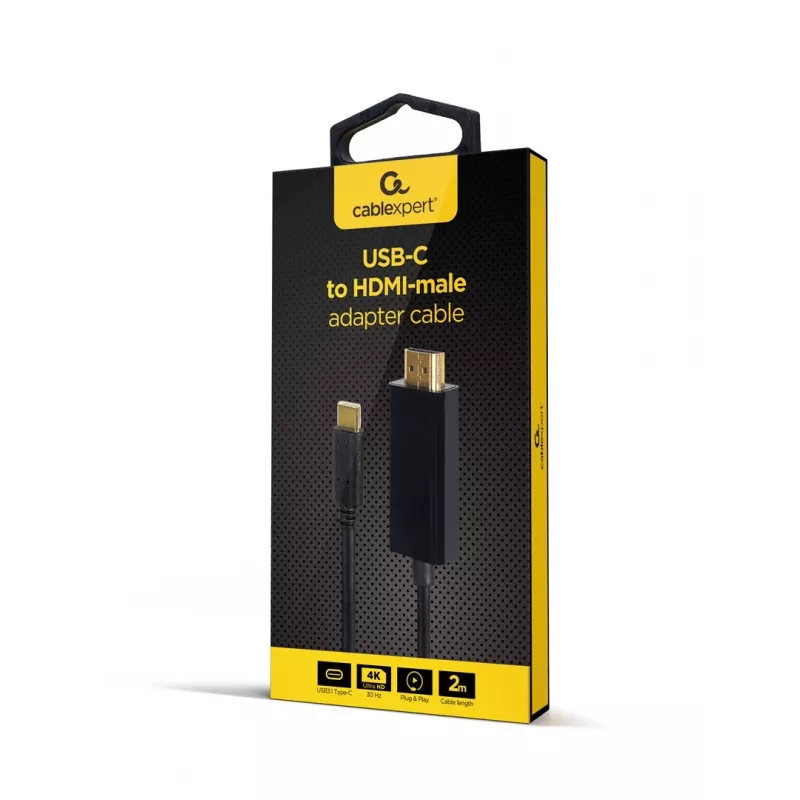 Vaizdo kabelio adapteris Gembird A-CM-HDMIM-01, USB-C / HDMI, 2 m