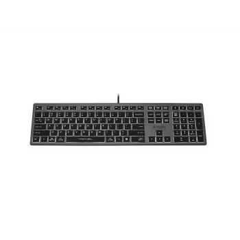 Laidinė klaviatūra A4Tech FX60H USB QWERTY – pilno dydžio 100%, baltas foninis apšvietimas, pilka, USB stotelė
