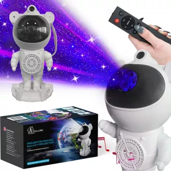 Naktinė lemputė, projektorius, Bluetooth garsiakalbis Extralink Home Star Projektorius su garsiakalbiu, vaikams, astronautas