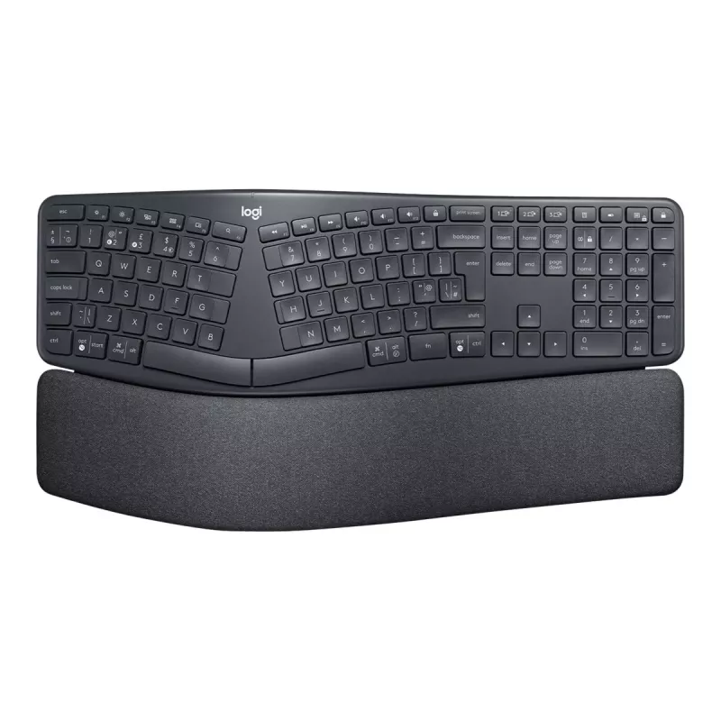Logitech ERGO K860 – belaidė klaviatūra, 2.4 GHz, Bluetooth 5.0, QWERTY GB, grafito spalva