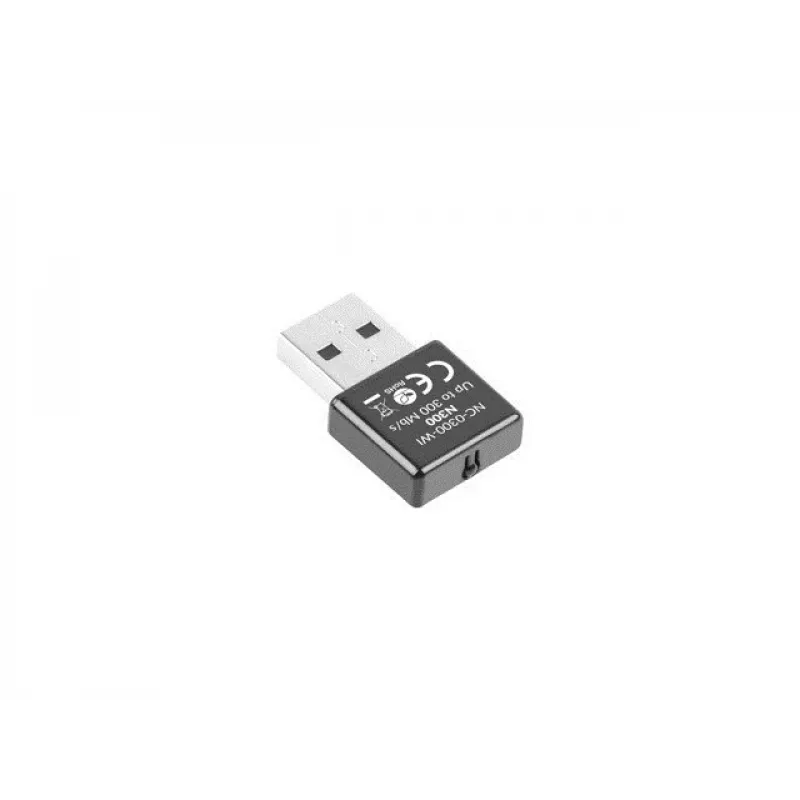 USB belaidis tinklo adapteris LANBERG NC-0300-WI, 2x vidinės antenos 2 dBi, USB 2.0, iki 2400 Mbit/s, juodas