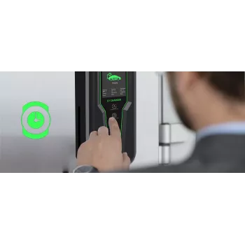 Qoltec 52465 Mobilus EV kroviklis 2-in-1 Type2 su reguliavimu | 3.5kW | 230V | LCD | Nešiojamas | Sieninis | 5m