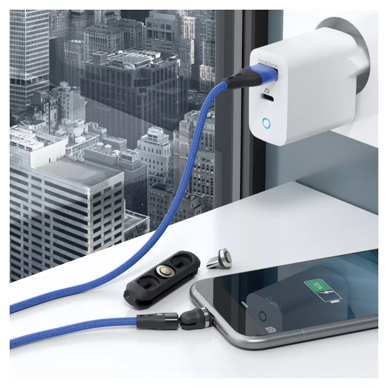USB laidas RealPower MagneticCharge3 2 m USB A mėlynas
