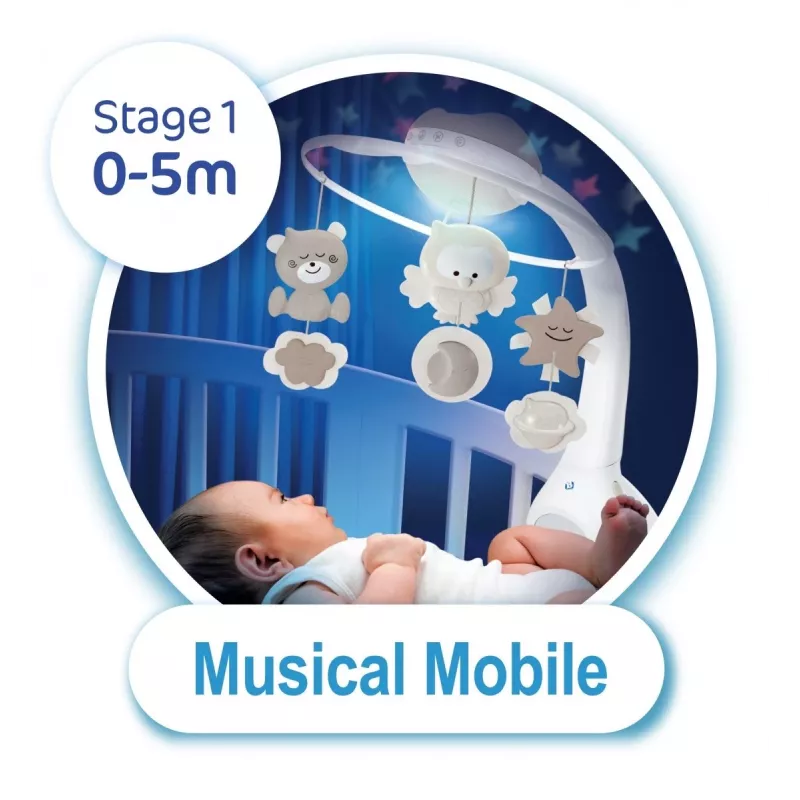 3in1 muzikinis projektorius karuselė smėlio spalvos